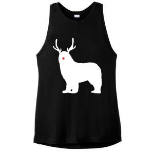 Christmas Newfoundland Reindeer Newfie Dog Gift Ladies PosiCharge Tri-Blend Wicking Tank