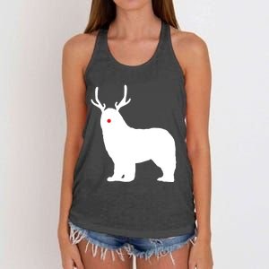 Christmas Newfoundland Reindeer Newfie Dog Gift Women's Knotted Racerback Tank