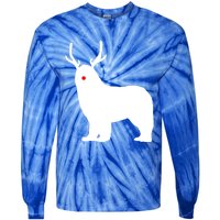 Christmas Newfoundland Reindeer Newfie Dog Gift Tie-Dye Long Sleeve Shirt