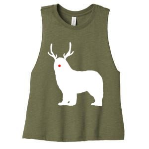 Christmas Newfoundland Reindeer Newfie Dog Gift Women's Racerback Cropped Tank