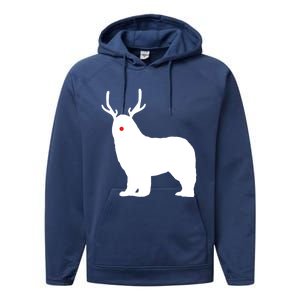 Christmas Newfoundland Reindeer Newfie Dog Gift Performance Fleece Hoodie