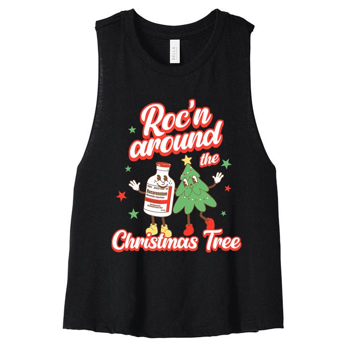 Christmas Nurse Roc'n Around The Christmas Tree NICU L'D Women's Racerback Cropped Tank