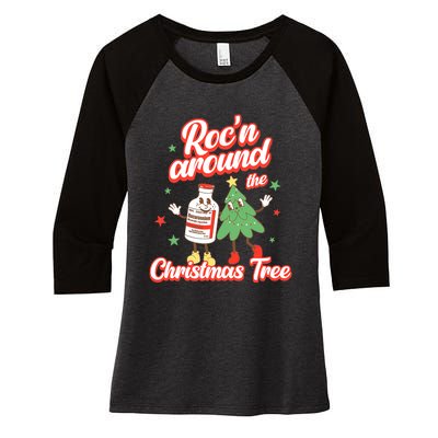 Christmas Nurse Roc'n Around The Christmas Tree NICU L'D Women's Tri-Blend 3/4-Sleeve Raglan Shirt