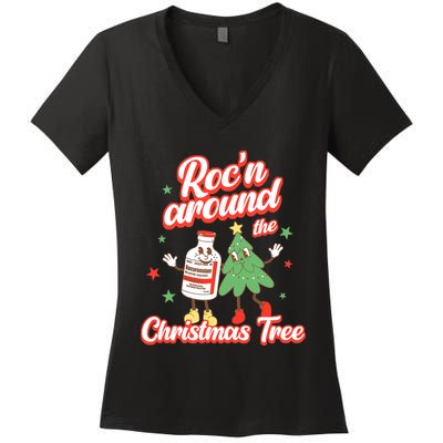 Christmas Nurse Roc'n Around The Christmas Tree NICU L'D Women's V-Neck T-Shirt