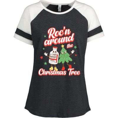 Christmas Nurse Roc'n Around The Christmas Tree NICU L'D Enza Ladies Jersey Colorblock Tee