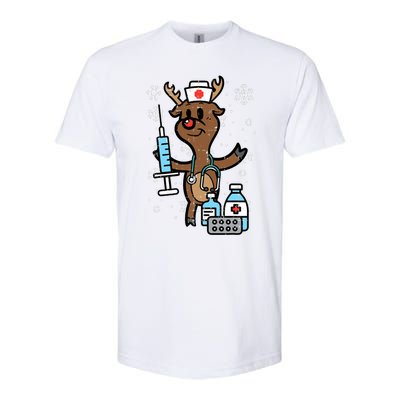 Christmas Nurse Reindeer Funny Xmas Nursing Scrub Softstyle CVC T-Shirt