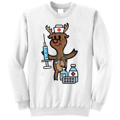 Christmas Nurse Reindeer Funny Xmas Nursing Scrub Sweatshirt