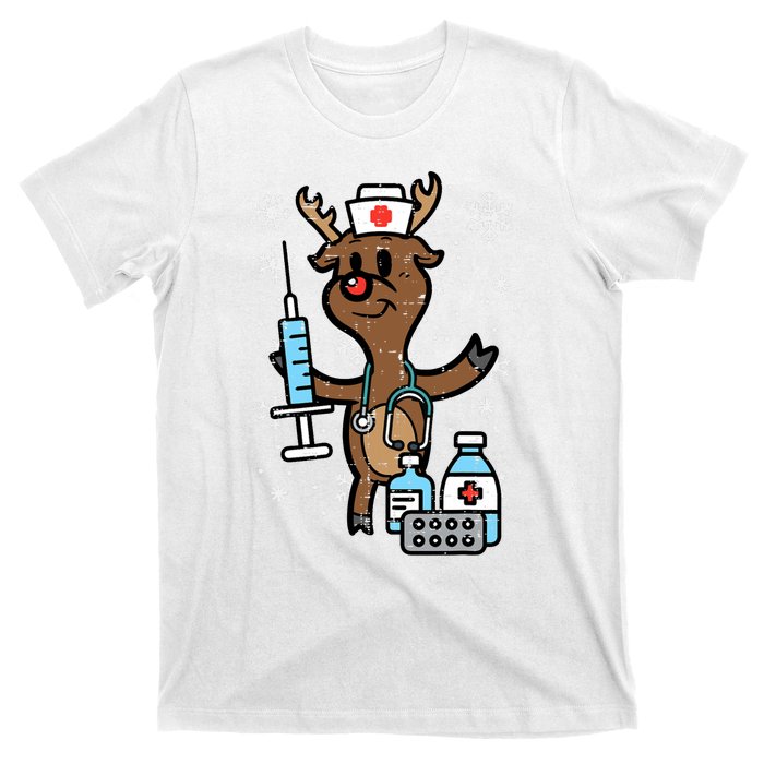 Christmas Nurse Reindeer Funny Xmas Nursing Scrub T-Shirt