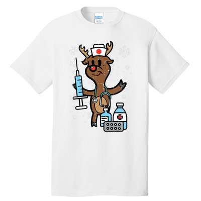 Christmas Nurse Reindeer Funny Xmas Nursing Scrub Tall T-Shirt