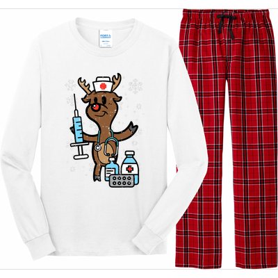 Christmas Nurse Reindeer Funny Xmas Nursing Scrub Long Sleeve Pajama Set