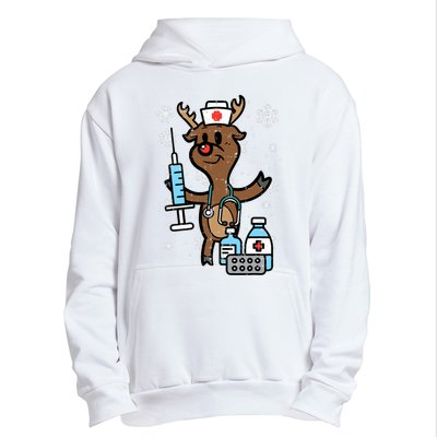 Christmas Nurse Reindeer Funny Xmas Nursing Scrub Urban Pullover Hoodie