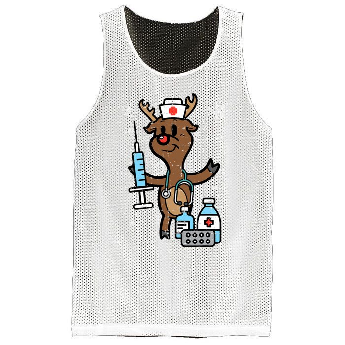 Christmas Nurse Reindeer Funny Xmas Nursing Scrub Mesh Reversible Basketball Jersey Tank