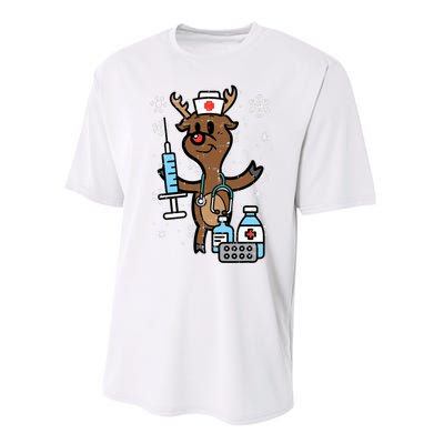 Christmas Nurse Reindeer Funny Xmas Nursing Scrub Performance Sprint T-Shirt