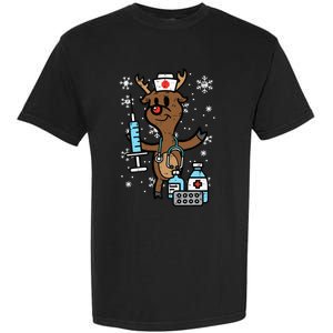 Christmas Nurse Reindeer Funny Xmas Nursing Garment-Dyed Heavyweight T-Shirt