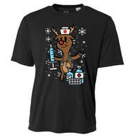 Christmas Nurse Reindeer Funny Xmas Nursing Cooling Performance Crew T-Shirt