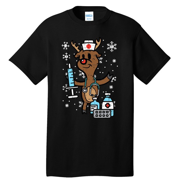 Christmas Nurse Reindeer Funny Xmas Nursing Tall T-Shirt