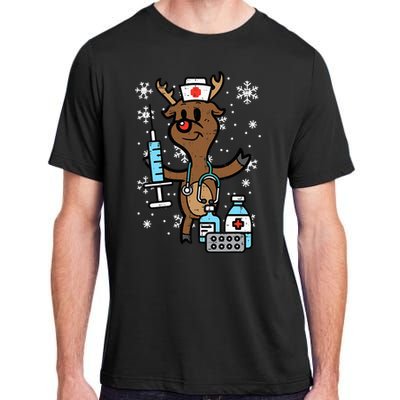 Christmas Nurse Reindeer Funny Xmas Nursing Adult ChromaSoft Performance T-Shirt