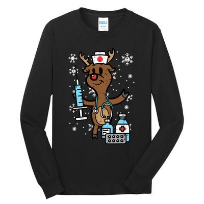 Christmas Nurse Reindeer Funny Xmas Nursing Tall Long Sleeve T-Shirt