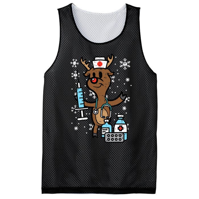 Christmas Nurse Reindeer Funny Xmas Nursing Mesh Reversible Basketball Jersey Tank