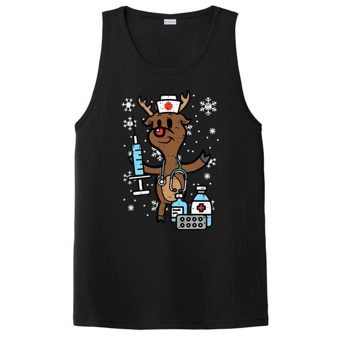 Christmas Nurse Reindeer Funny Xmas Nursing PosiCharge Competitor Tank