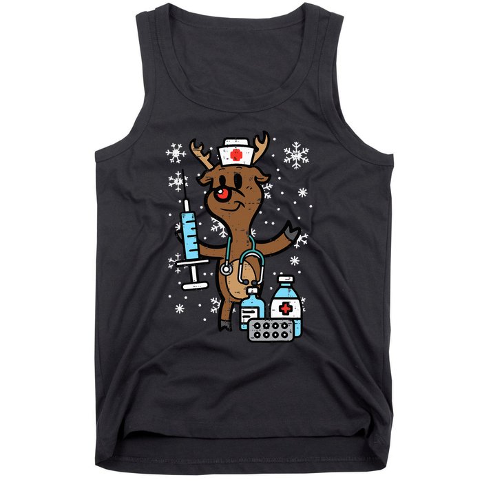 Christmas Nurse Reindeer Funny Xmas Nursing Tank Top