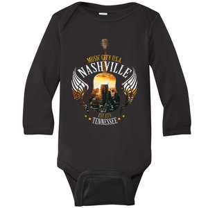 Country Nashville Retro Graphic Guitar Baby Long Sleeve Bodysuit