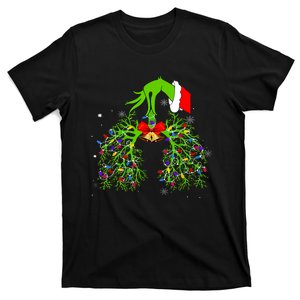 Christmas Nurse Respiratory Therapist Lung Xmas Lights T-Shirt