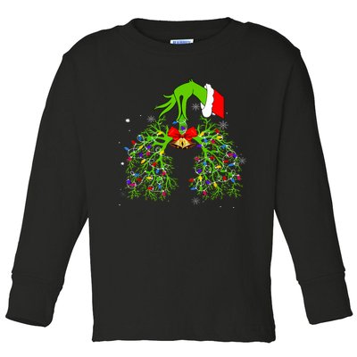 Christmas Nurse Respiratory Therapist Lung Xmas Lights Toddler Long Sleeve Shirt