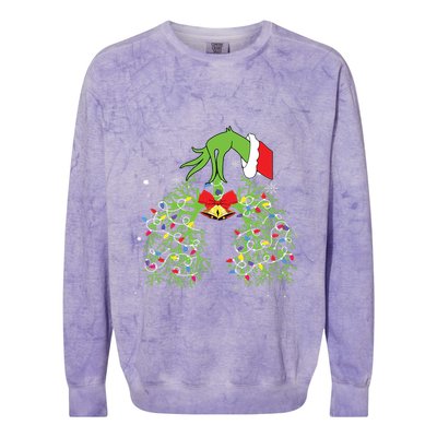 Christmas Nurse Respiratory Therapist Lung Xmas Lights Colorblast Crewneck Sweatshirt