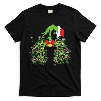 Christmas Nurse Respiratory Therapist Lung Xmas Lights T-Shirt