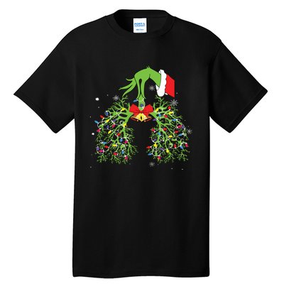 Christmas Nurse Respiratory Therapist Lung Xmas Lights Tall T-Shirt