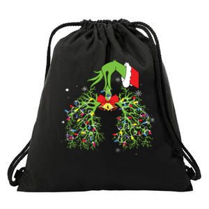 Christmas Nurse Respiratory Therapist Lung Xmas Lights Drawstring Bag