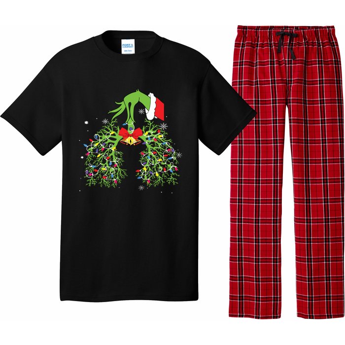 Christmas Nurse Respiratory Therapist Lung Xmas Lights Pajama Set