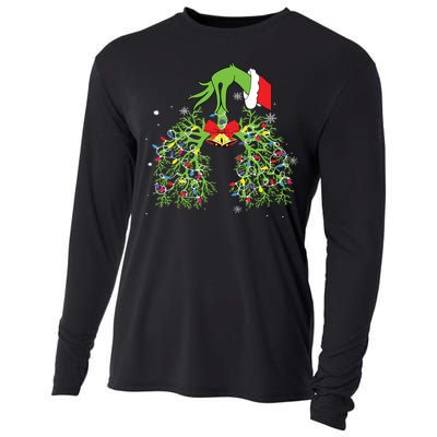 Christmas Nurse Respiratory Therapist Lung Xmas Lights Cooling Performance Long Sleeve Crew