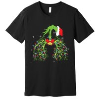 Christmas Nurse Respiratory Therapist Lung Xmas Lights Premium T-Shirt