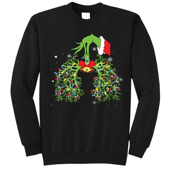 Christmas Nurse Respiratory Therapist Lung Xmas Lights Tall Sweatshirt