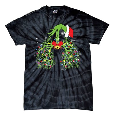 Christmas Nurse Respiratory Therapist Lung Xmas Lights Tie-Dye T-Shirt