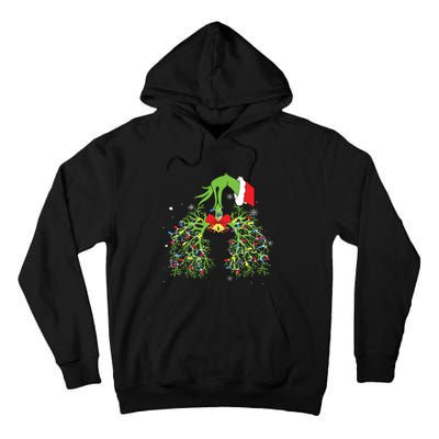 Christmas Nurse Respiratory Therapist Lung Xmas Lights Tall Hoodie