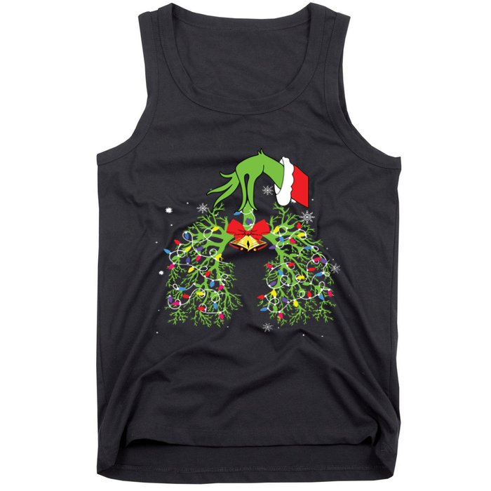 Christmas Nurse Respiratory Therapist Lung Xmas Lights Tank Top