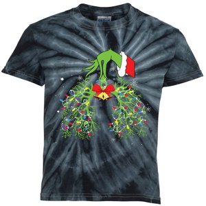 Christmas Nurse Respiratory Therapist Lung Xmas Lights Kids Tie-Dye T-Shirt