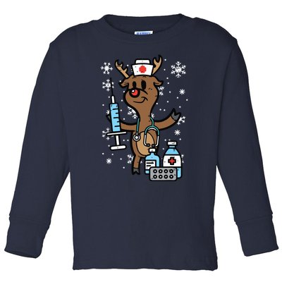 Christmas Nurse Reindeer Funny Xmas Nursing Scrub Top Women Toddler Long Sleeve Shirt