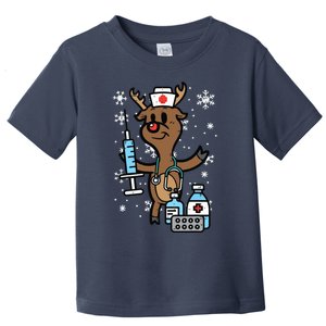 Christmas Nurse Reindeer Funny Xmas Nursing Scrub Top Women Toddler T-Shirt