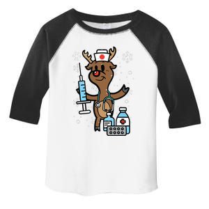 Christmas Nurse Reindeer Funny Xmas Nursing Scrub Top Women Toddler Fine Jersey T-Shirt