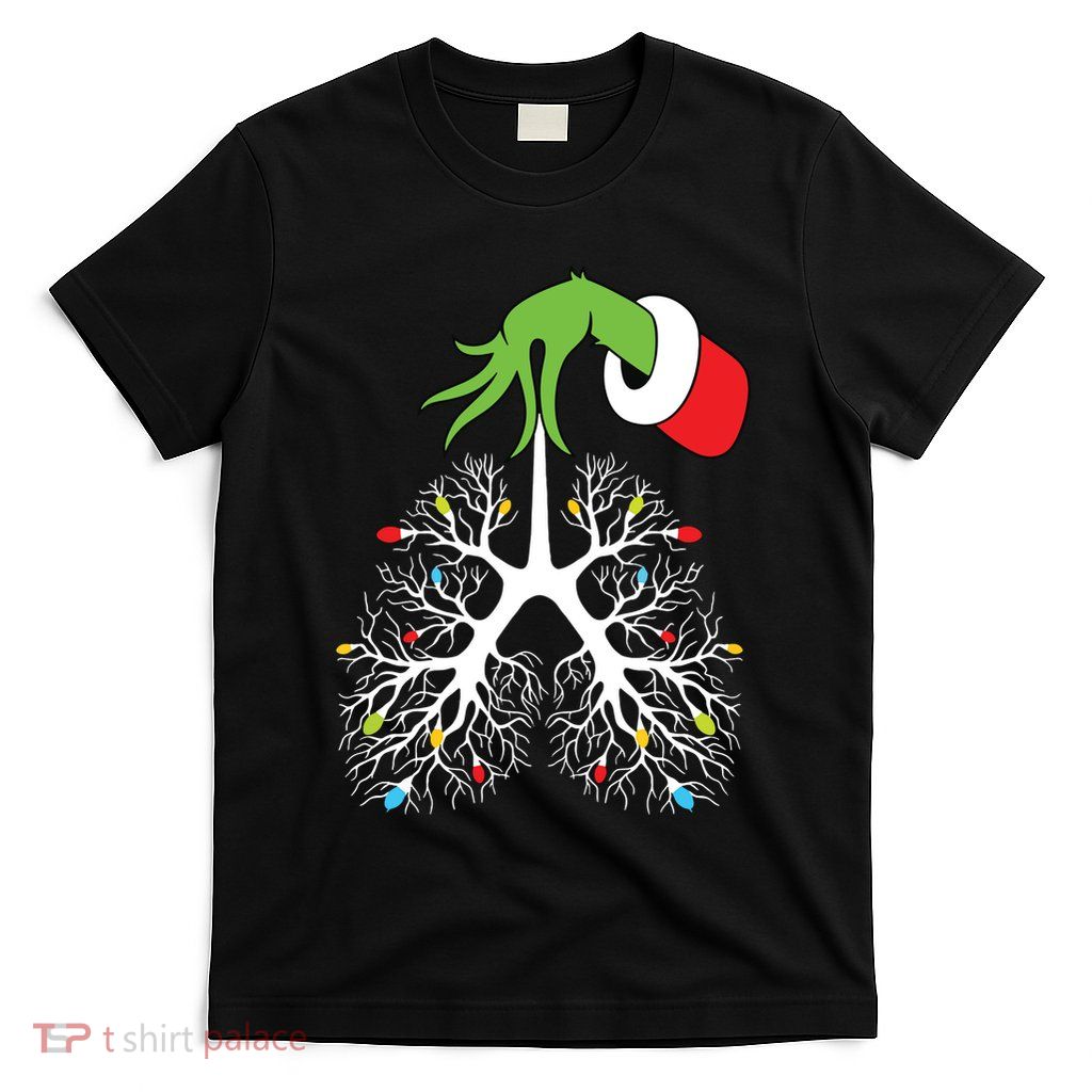 Christmas Nurse Respiratory Therapist Lung Lights Funnyxmas T-Shirt