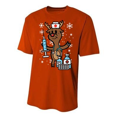 Christmas Nurse Reindeer Funny Xmas Nursing Scrub Top Women Performance Sprint T-Shirt