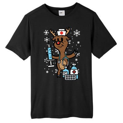 Christmas Nurse Reindeer Funny Xmas Nursing Scrub Top Women Tall Fusion ChromaSoft Performance T-Shirt