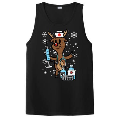 Christmas Nurse Reindeer Funny Xmas Nursing Scrub Top Women PosiCharge Competitor Tank