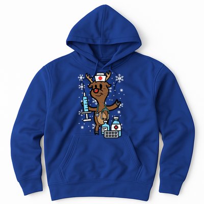 Christmas Nurse Reindeer Funny Xmas Nursing Scrub Top Women Hoodie