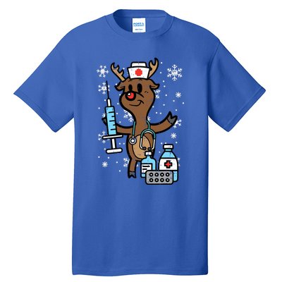 Christmas Nurse Reindeer Funny Xmas Nursing Scrub Top Women Tall T-Shirt