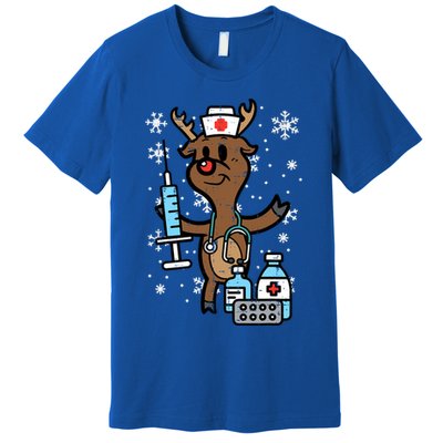 Christmas Nurse Reindeer Funny Xmas Nursing Scrub Top Women Premium T-Shirt